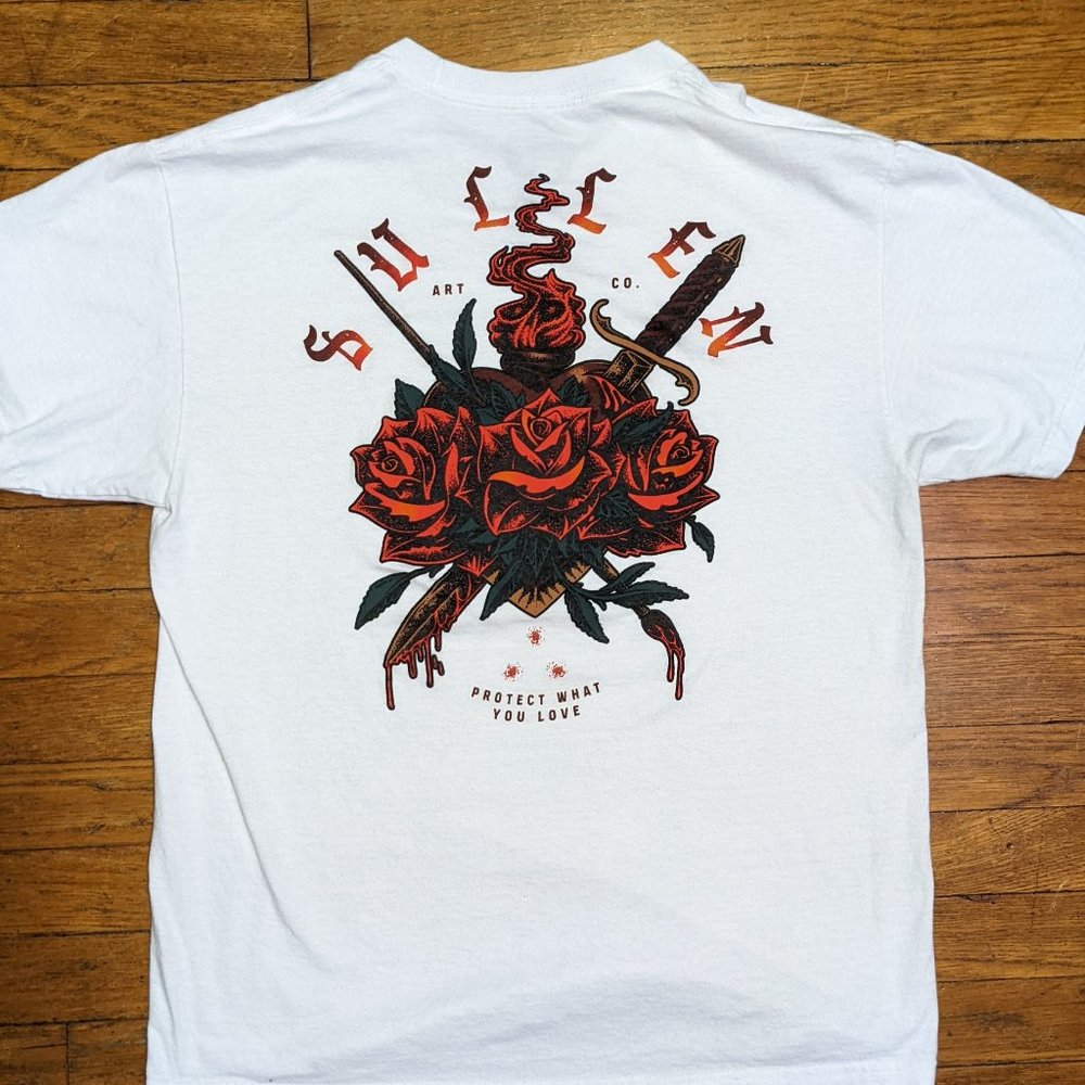 Sullen Art Collective Tee Rose and Sword Paint Brush Protect What You Love